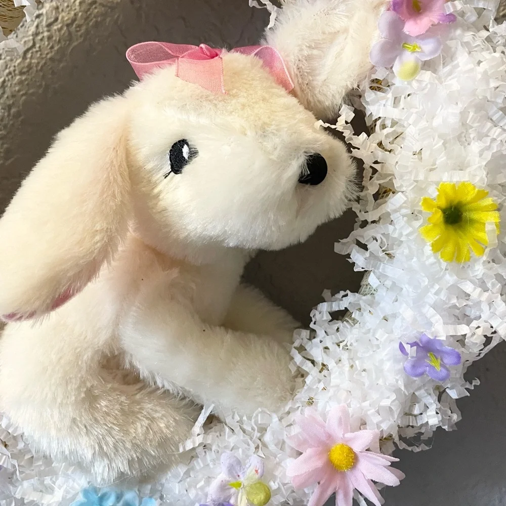 Floral Bunny Wreath with Pastel Accents